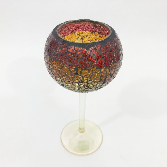 PartyLite Other - Party Lite Siena Crackle Mosaic Stemmed Tealight Holder Retired Pattern
